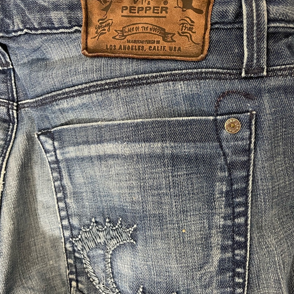 Chip & Pepper vintage Distressed Denim Jeans wide leg USA designer flare Y2K